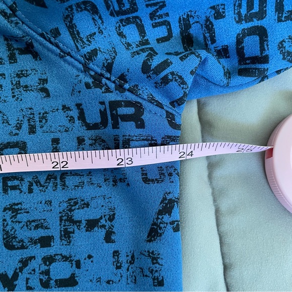 Under Armour Blue Fleece-lined Zipper Hoodie with Logo Print - Picture 12 of 13